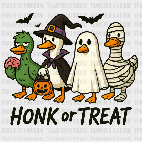 Honk Or Treat Black And White Halloween DTF Transfer Adult Unisex S & M (10’’) / Dark Color Design (See Imaging)