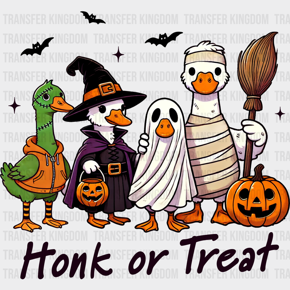Honk Or Treat Gooses Halloween DTF Transfer Adult Unisex S & M (10’’) / Dark Color Design (See Imaging)