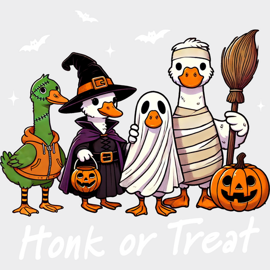 Honk Or Treat Gooses Halloween DTF Transfer Adult Unisex S & M (10’’) / Light Color Design (See Imaging)