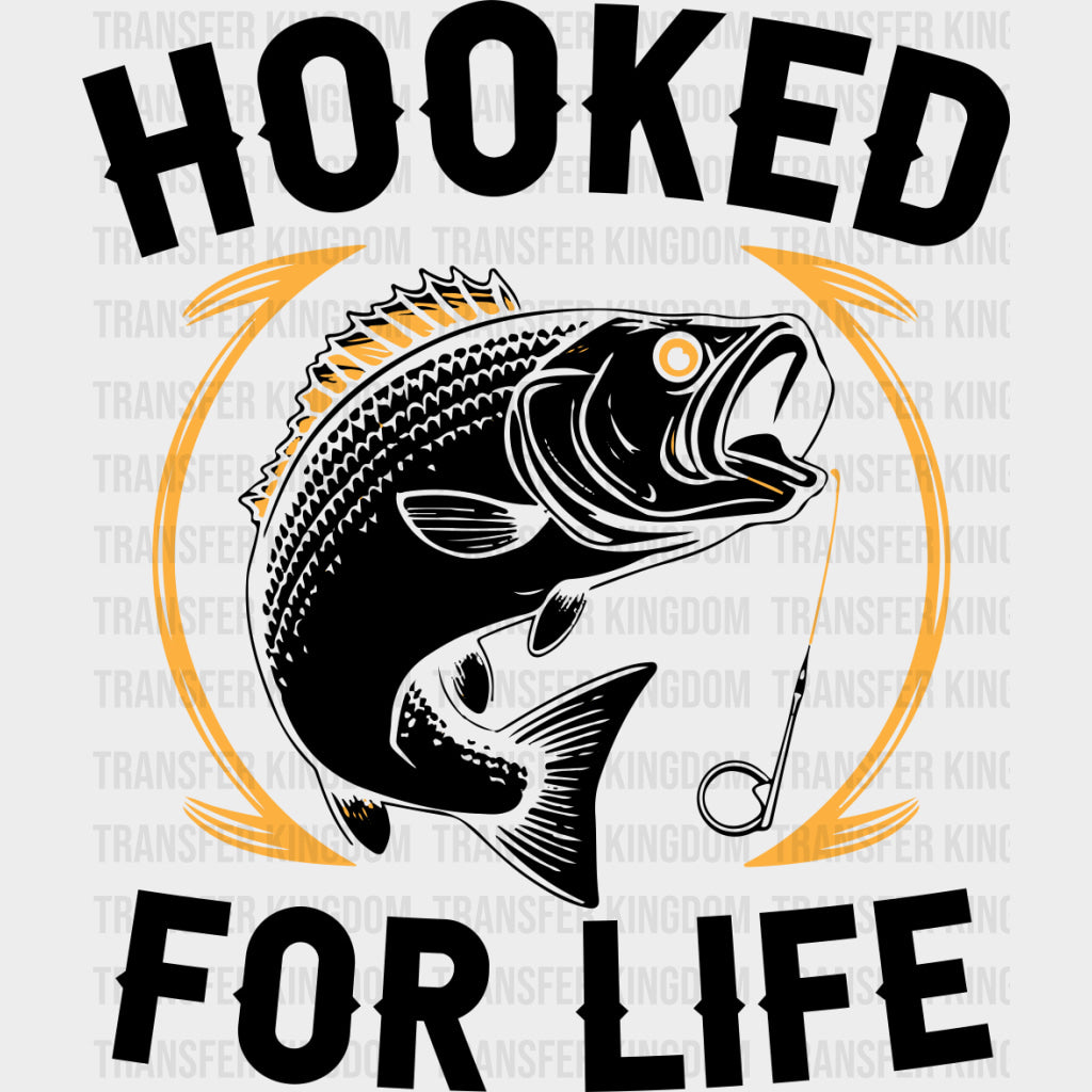 Hooked For Life - Fishing DTF Transfers Adult Unisex - S & M (10’’) / Dark Color Design (See Imaging)