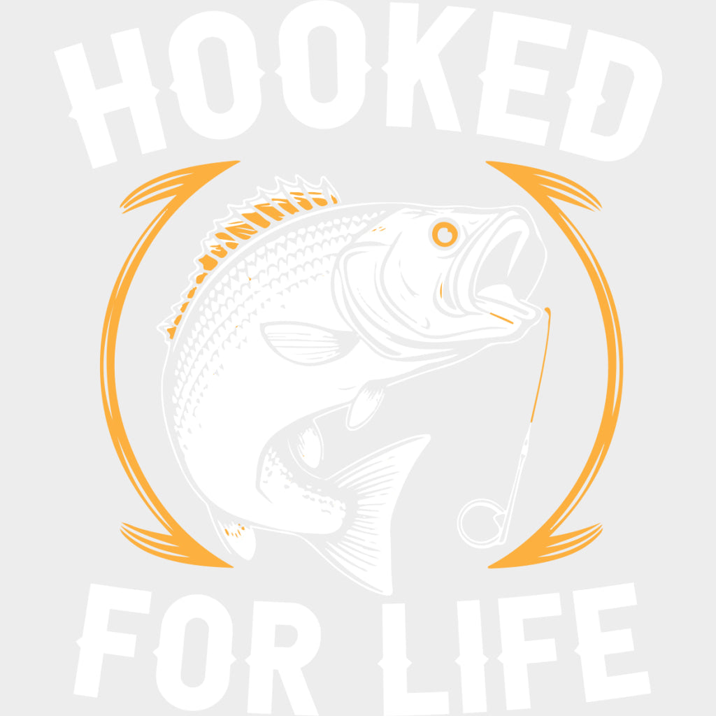 Hooked For Life - Fishing DTF Transfers Adult Unisex - S & M (10’’) / Light Color Design (See Imaging)