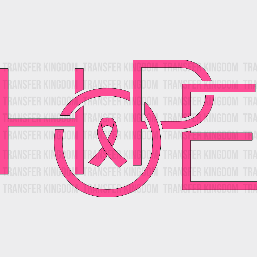 HOPE Pink - Breast Cancer DTF Transfer Adult Unisex - S & M (10’’) / Dark Color Design (See Imaging)