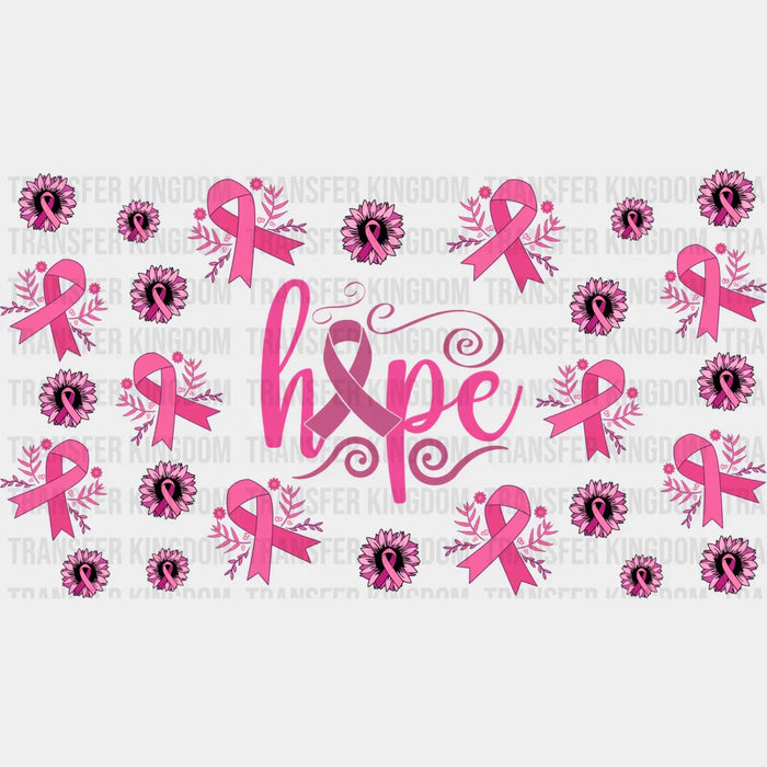 Hope Ribbon Design - Awareness Cup Wrap UV Sticker Permanent UV DTF Decal
