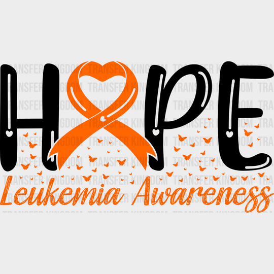 Hope Ribbon Design - Leukemia Dtf Heat Transfer Unisex S & M (10’’) / Dark Color See Imaging