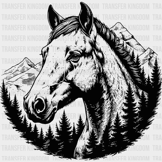 Horse B&W - Animals DTF Transfers - Adult Unisex - S & M (10’’) / Dark Color Design (See Imaging)