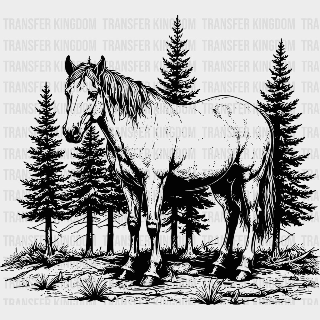 Horse In Wild - Animals DTF Transfers - Adult Unisex - S & M (10’’) / Dark Color Design (See Imaging)