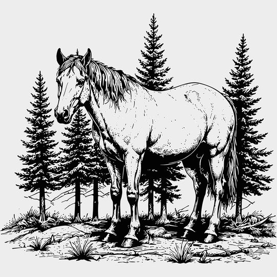 Horse In Wild - Animals DTF Transfers - Adult Unisex - S & M (10’’) / Light Color Design (See Imaging)