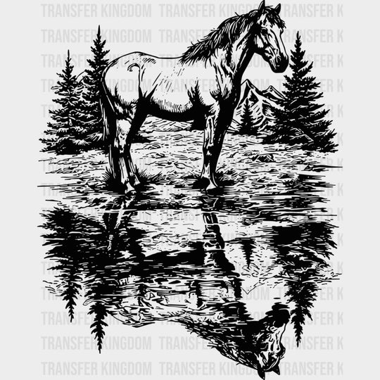 Horse Reflection - Animals DTF Transfers - Adult Unisex - S & M (10’’) / Dark Color Design (See Imaging)