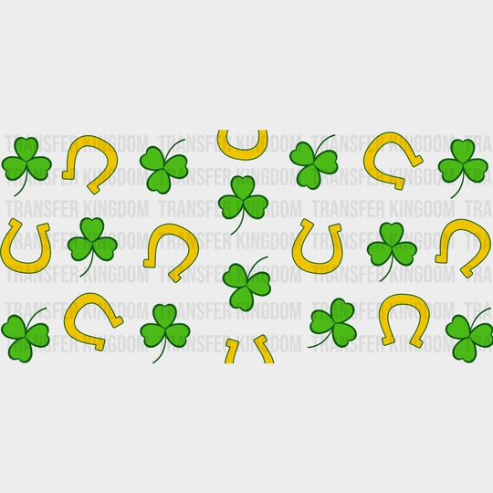 Horseshoe And Clovers - St Patrick Cup Wrap Uv Sticker Permanent Dtf Decal