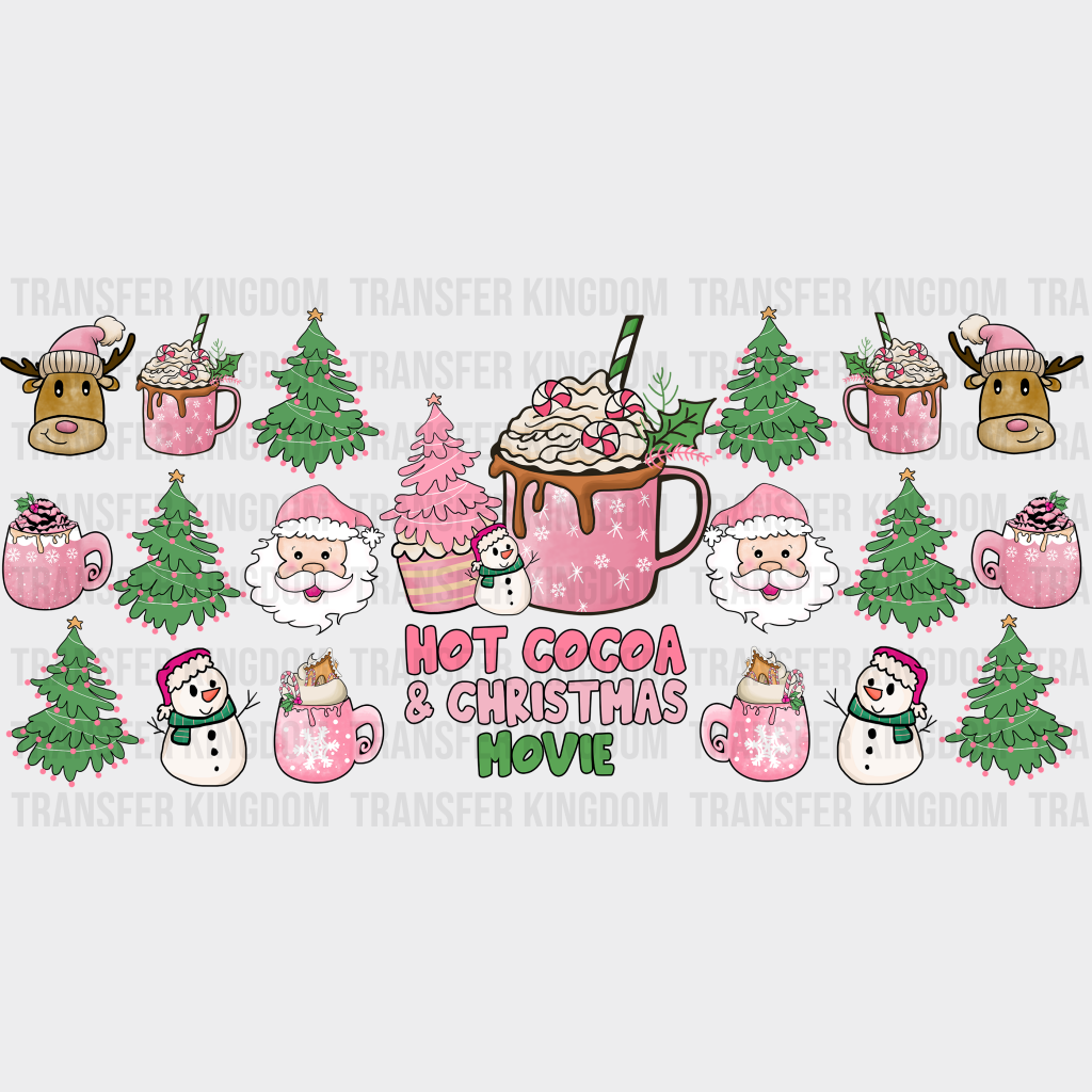 Hot Cocoa And Christmas Movie - Cup Wrap Uv Sticker Permanent Dtf Decal