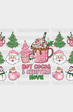 Hot Cocoa And Christmas Movie - Cup Wrap Uv Sticker Permanent Dtf Decal