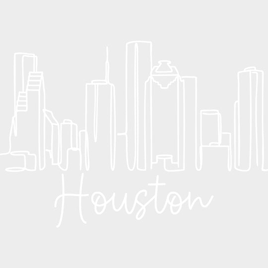 Houston B&W City Silhouette - States & Cities DTF Transfers Adult Unisex - S & M (10’’) / Light Color Design (See