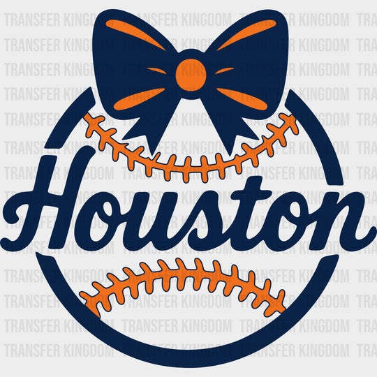 Houston Baseball Ribbon - States & Cities DTF Transfers Adult Unisex - S & M (10’’) / Dark Color Design (See Imaging)