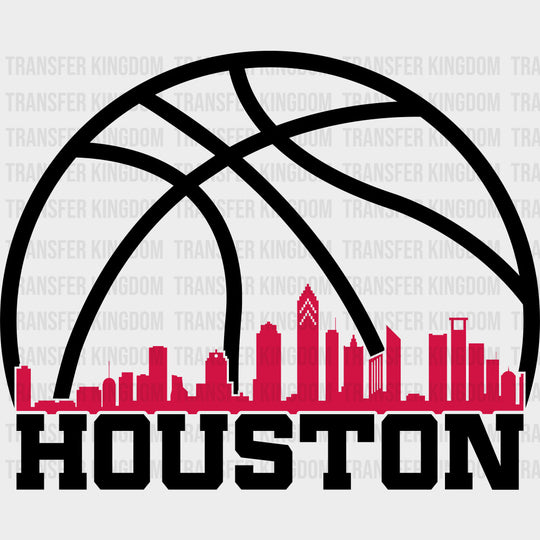Houston Basketball Red City - States & Cities DTF Transfers Adult Unisex - S & M (10’’) / Dark Color Design (See