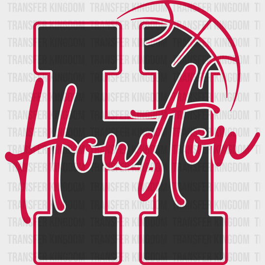 Houston Basketball Red - States & Cities DTF Transfers Adult Unisex - S & M (10’’) / Dark Color Design (See Imaging)