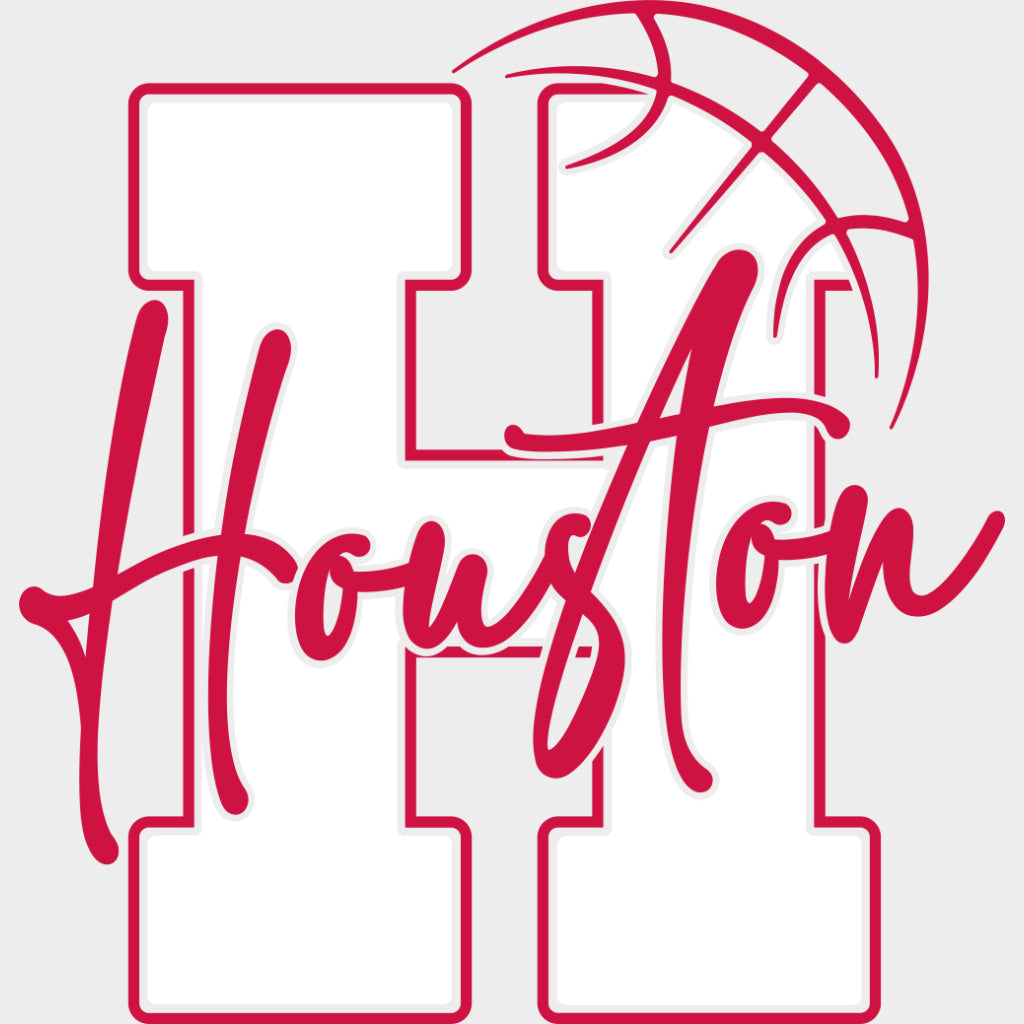 Houston Basketball Red - States & Cities DTF Transfers Adult Unisex - S & M (10’’) / Light Color Design (See Imaging)