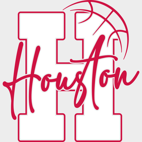 Houston Basketball Red - States & Cities DTF Transfers Adult Unisex - S & M (10’’) / Light Color Design (See Imaging)