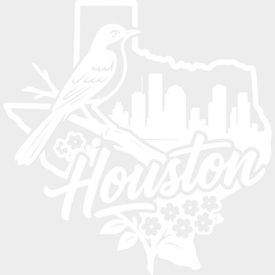 Houston Bird B&W Map - States & Cities DTF Transfers Adult Unisex - S & M (10’’) / Light Color Design (See Imaging)