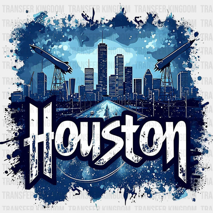 Houston Blue T-shirt Design - States & Cities Houston DTF Transfer