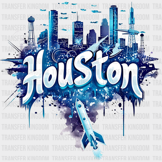Houston Blue Space Shuttle Design - States & Cities DTF Transfer