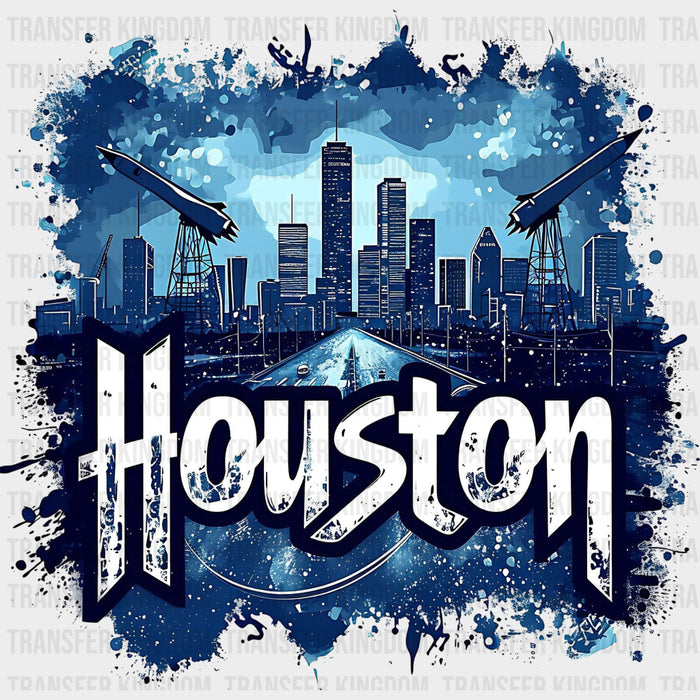 Houston Blue T-shirt Design - States & Cities Houston DTF Transfer