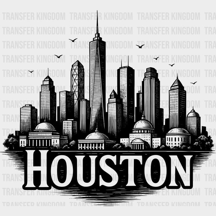 Houston City Drawing - States & Cities DTF Transfers