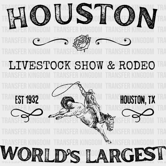 Houston Livestock Show & Rodeo - States & Cities DTF Transfers Adult Unisex - S & M (10’’) / Dark Color Design (See