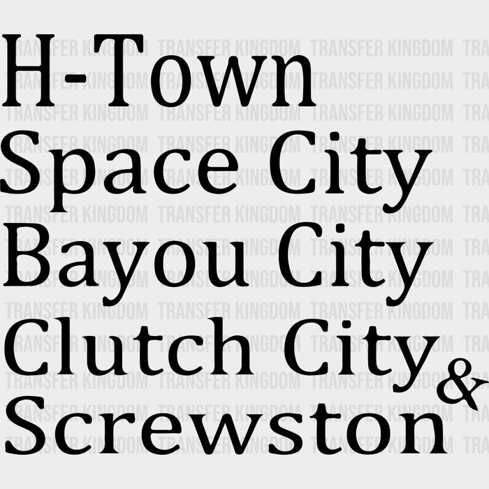 Houston Names - States & Cities DTF Transfers