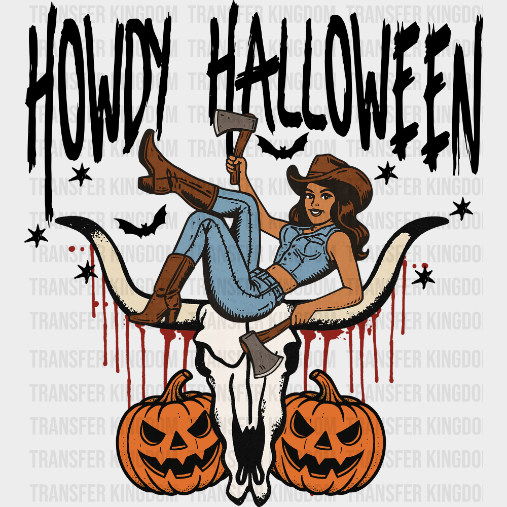 Howdy Halloween Cowgirl - Halloween DTF Transfer Adult Unisex - S & M (10’’) / Dark Color Design (See Imaging)