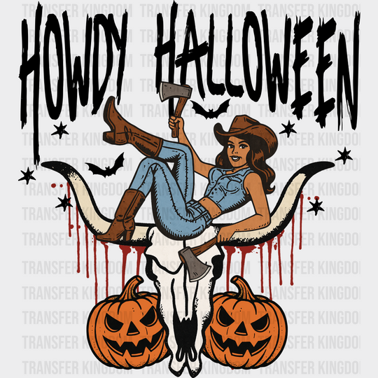 Howdy Halloween Cowgirl - Halloween DTF Transfer Adult Unisex - S & M (10’’) / Dark Color Design (See Imaging)