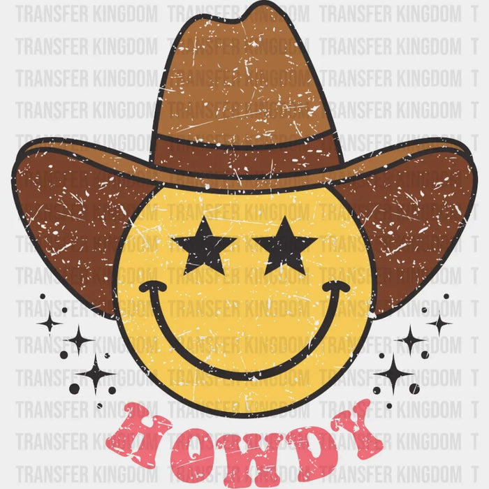 Howdy Hat Smiley Face Design - DTF heat transfer