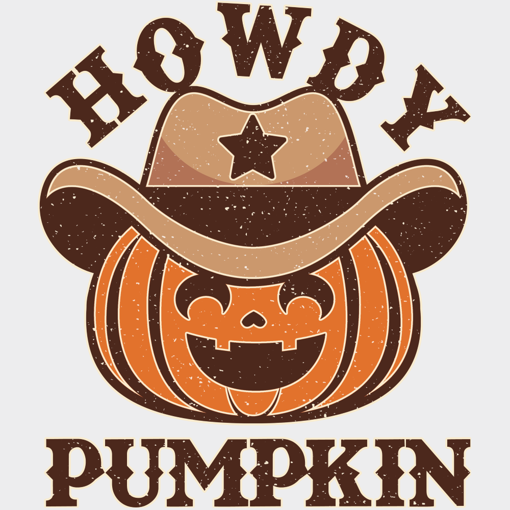 Howdy Pumpkin - Halloween DTF Transfer Adult Unisex - S & M (10’’) / Light Color Design (See Imaging)