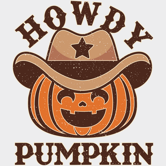 Howdy Pumpkin - Halloween DTF Transfer Adult Unisex - S & M (10’’) / Light Color Design (See Imaging)