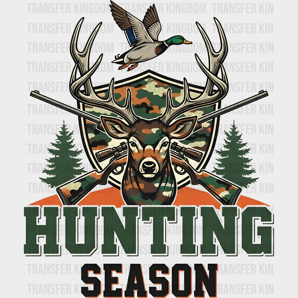 Hunting Season Green & Orange - Hunting DTF Transfers Adult Unisex - S & M (10’’) / Dark Color Design (See Imaging)