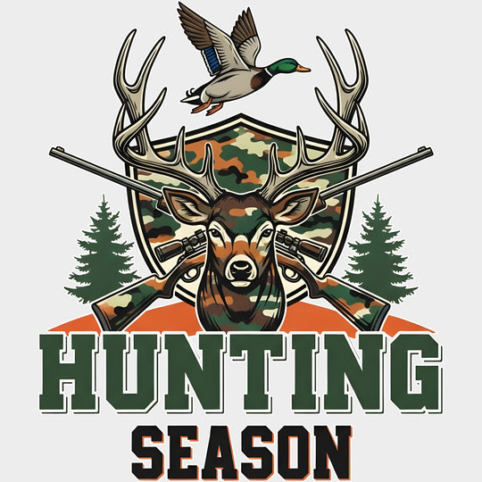 Hunting Season Green & Orange - Hunting DTF Transfers Adult Unisex - S & M (10’’) / Light Color Design (See Imaging)