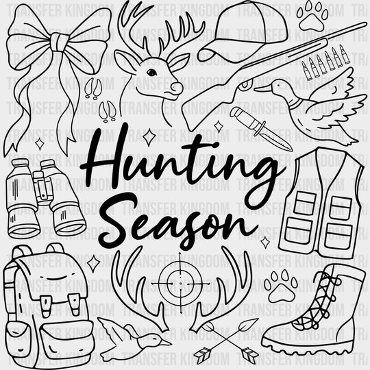 Hunting Season Multi Color - Hunting DTF Transfers Adult Unisex - S & M (10’’) / Dark Color Design (See Imaging)