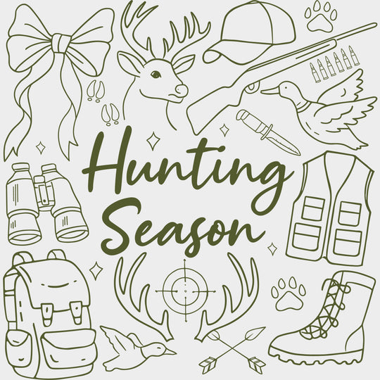 Hunting Season Multi Color - Hunting DTF Transfers Adult Unisex - S & M (10’’) / Green Color Design (See Imaging)