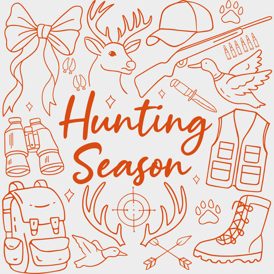 Hunting Season Multi Color - Hunting DTF Transfers Adult Unisex - S & M (10’’) / Orange Color Design (See Imaging)