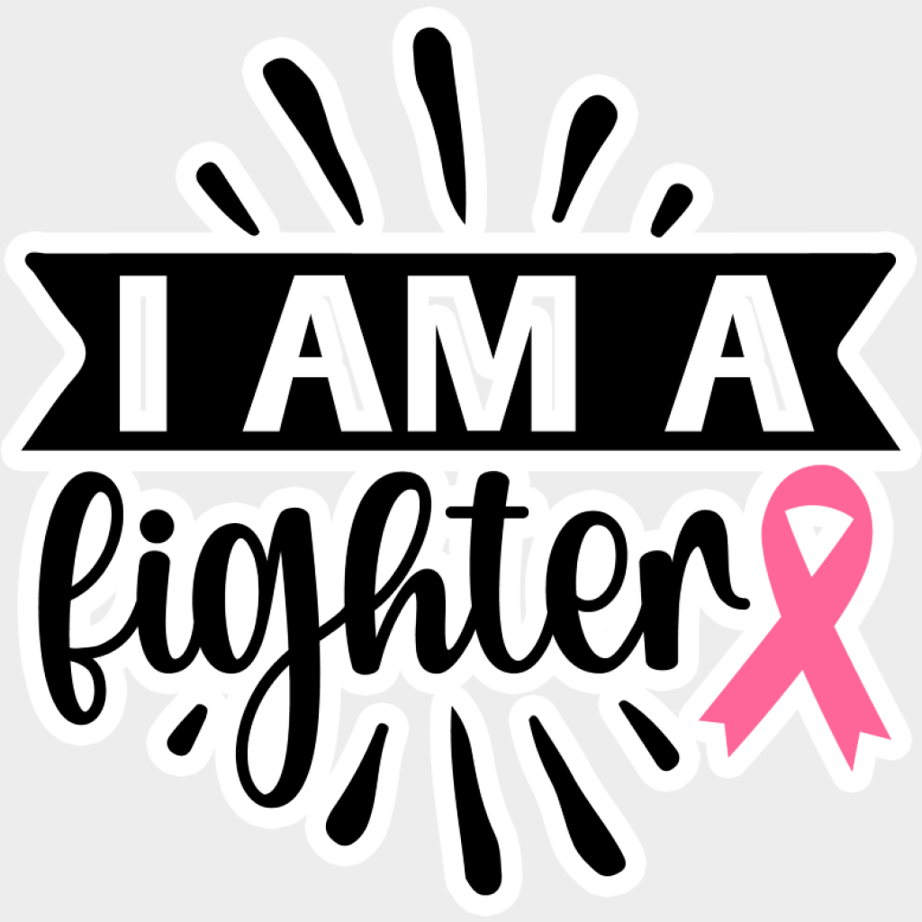 I Am A Fighter Ribbon - Cancer DTF Transfer Unisex - S & M (10’’) Light Color Design (See Imaging)