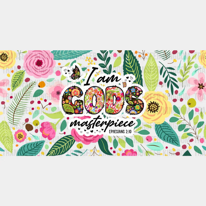 I Am God's Masterpiece - Religion Cup Wrap UV Sticker Permanent UV DTF Decal