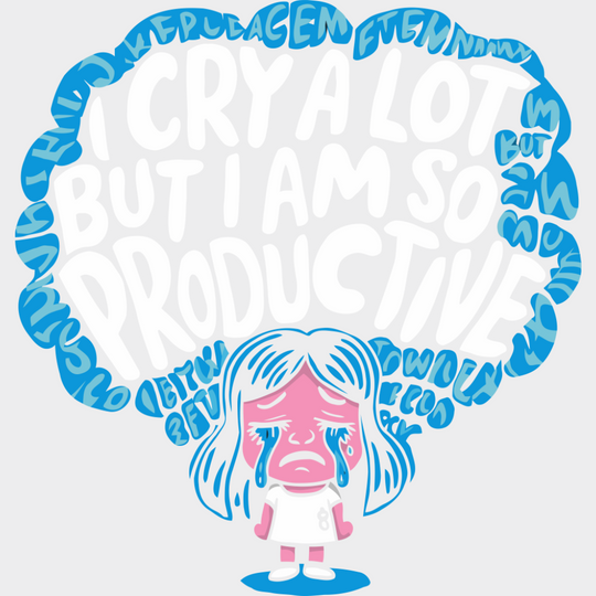 I Cry A Lot But I Am So Productive - Funny DTF Transfer Adult Unisex - S & M (10’’) / Light Color Design (See Imaging)