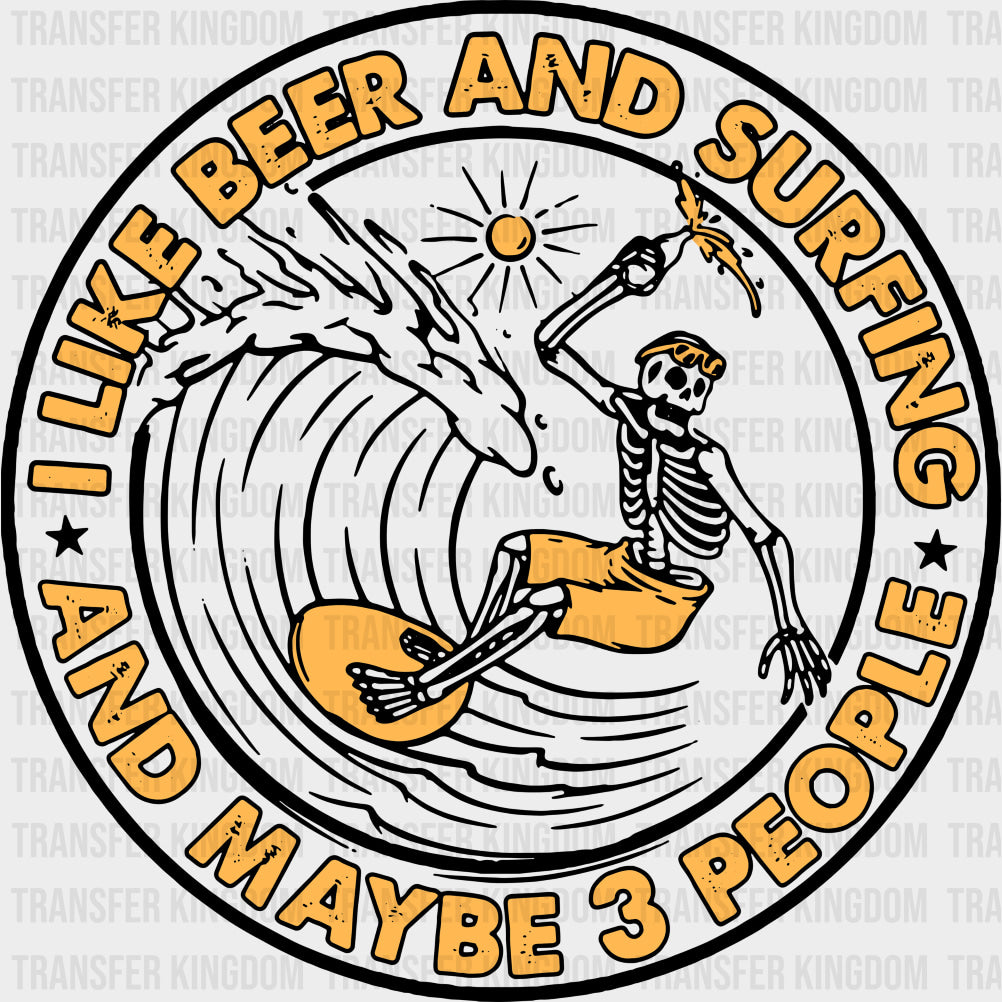 I Like Beer And Surfing - Surfing DTF Transfers transfer-kingdom Dark Color Design (See Imaging)