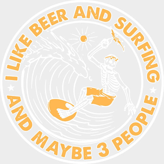 I Like Beer And Surfing - Surfing DTF Transfers transfer-kingdom Light Color Design (See Imaging)