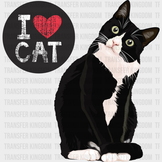 I Love Cat - Cats DTF Transfer Adult Unisex - S & M (10’’) / Dark Color Design (See Imaging)