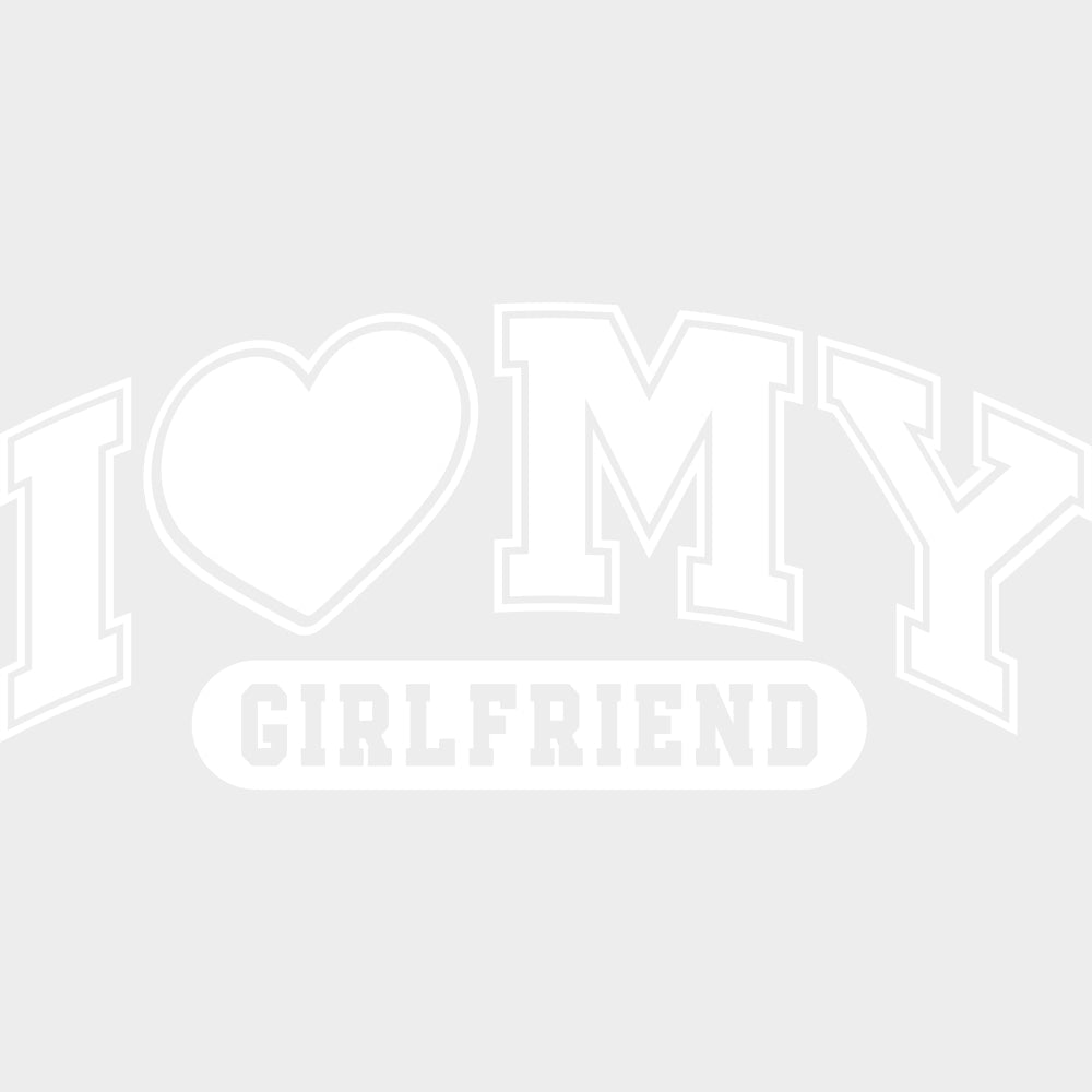 I Love My Boyfriend & Girlfriend Red & White - Boyfriend-Girlfriend DTF Transfers Adult Unisex - S & M (10’’) / White