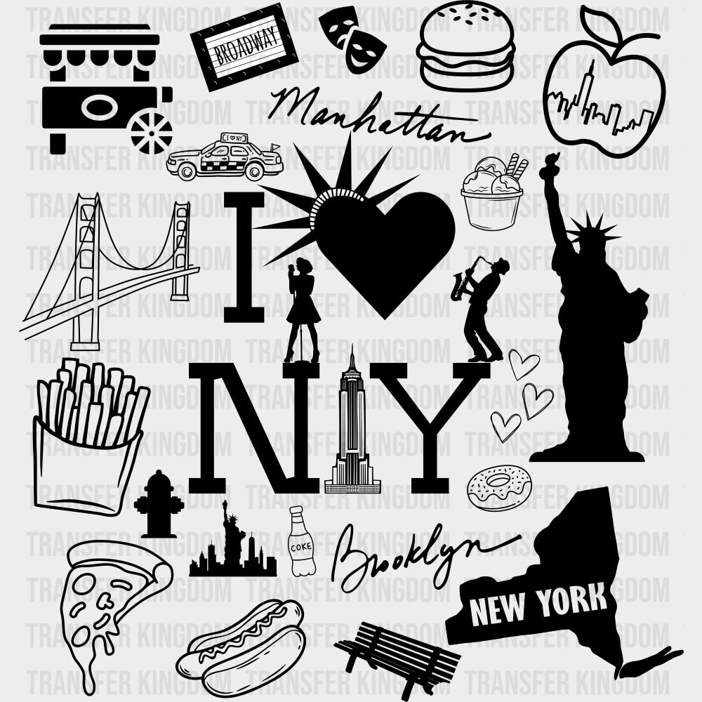 I Love New York - States & Cities DTF Transfer Adult Unisex - S & M (10’’) / Dark Color Design (See Imaging)