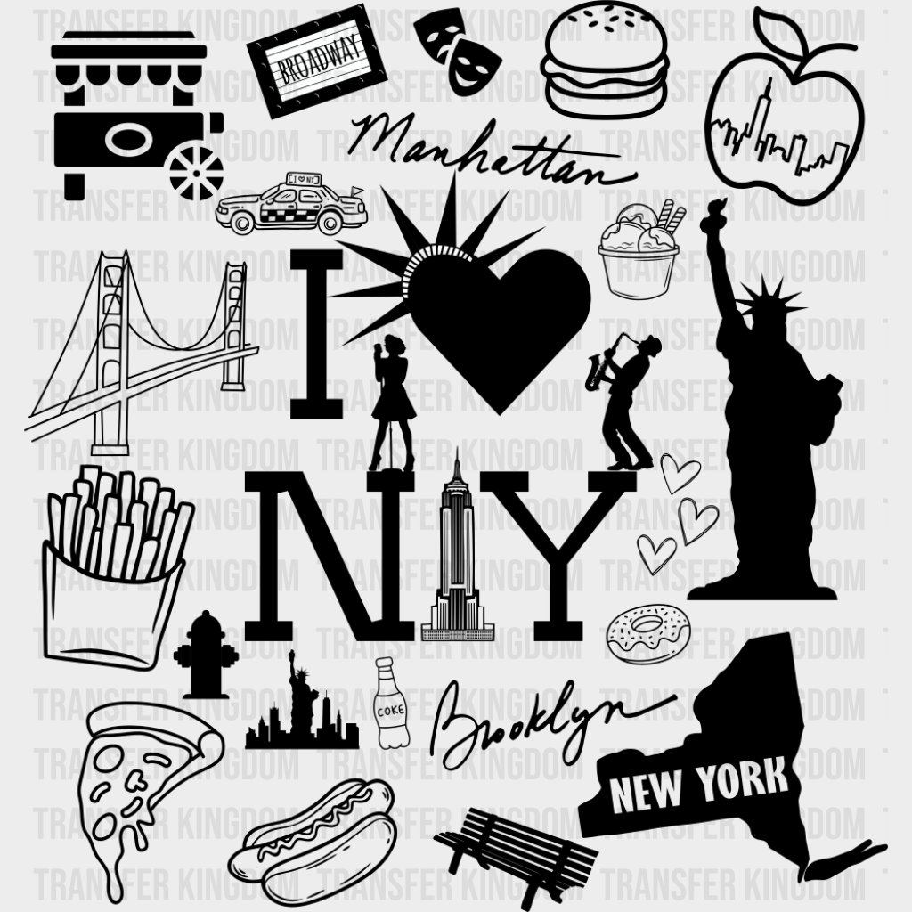 I Love New York - States & Cities DTF Transfer Adult Unisex - S & M (10’’) / Dark Color Design (See Imaging)