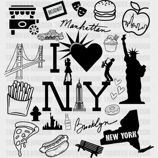 I Love New York - States & Cities DTF Transfer Adult Unisex - S & M (10’’) / Dark Color Design (See Imaging)