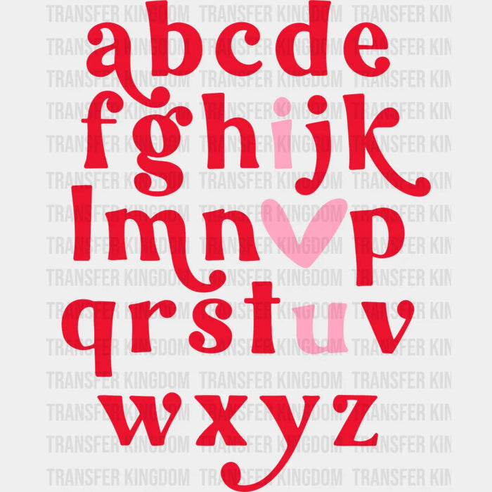 I Love You Alphabet Valentine's Day Design - DTF heat transfer