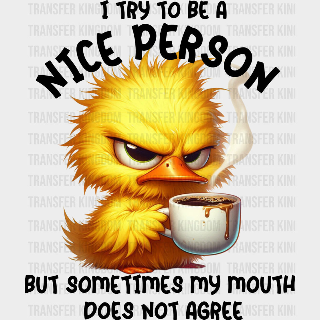 I Try To Be A Nice Person - Funny DTF Transfers Adult Unisex - S & M (10’’) / Dark Color Design (See Imaging)